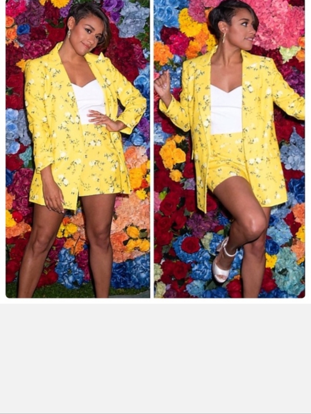 Alice + Olivia 'Justin' yellow floral boyfriend blazer Sz 12 ( No Shorts ) - Picture 6 of 12